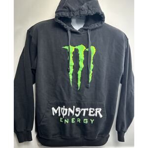 Y2K Monster Energy Hoodie Mens Large Black Pullover Sweatshirt Drawstrings